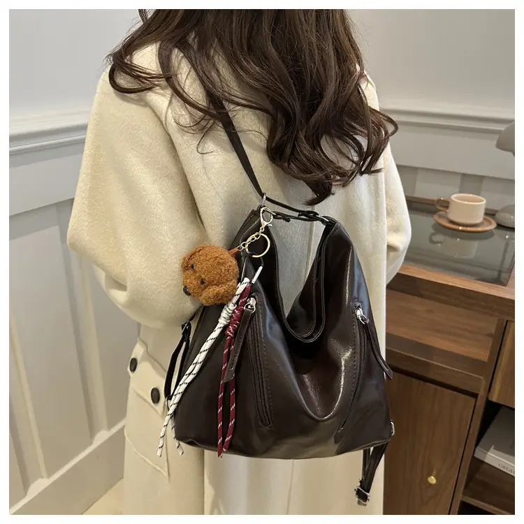 Black Leather Shoulder Bag for Women Autumn Winter — feature 15