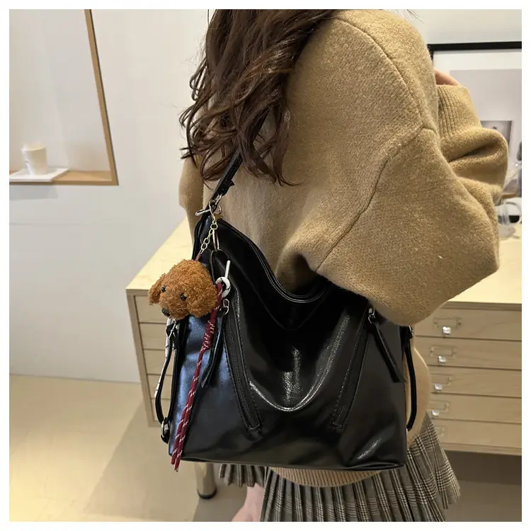 Black Leather Shoulder Bag for Women Autumn Winter — feature 16