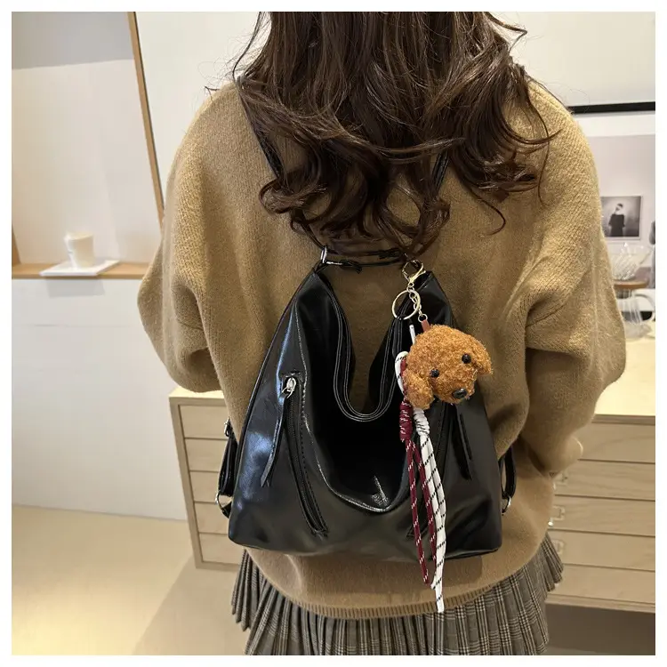 Black Leather Shoulder Bag for Women Autumn Winter — feature 18