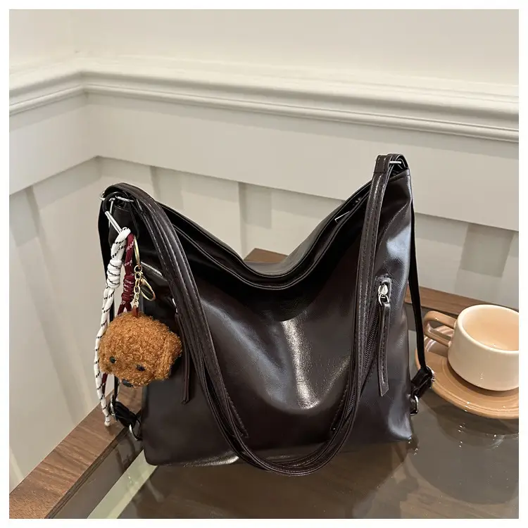 Black Leather Shoulder Bag for Women Autumn Winter — feature 21