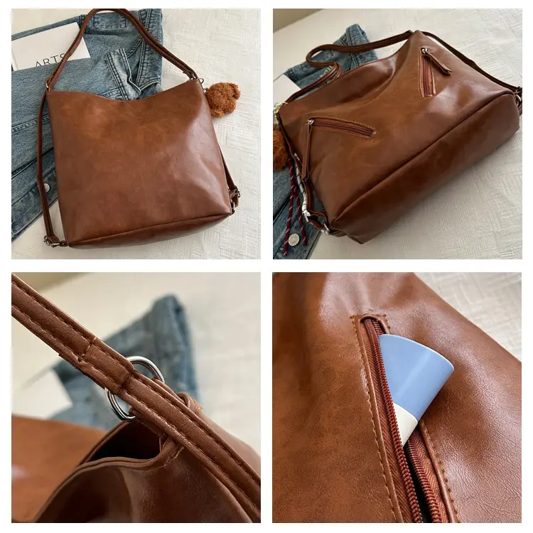 Black Leather Shoulder Bag for Women Autumn Winter — feature 7