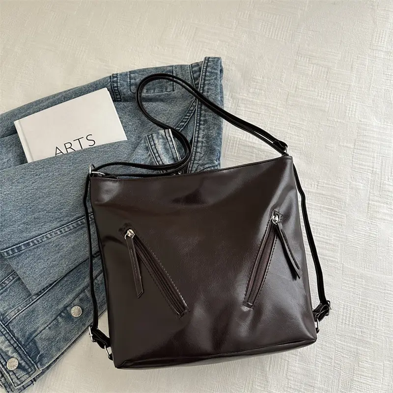 Black Leather Shoulder Bag for Women Autumn Winter - Image 3