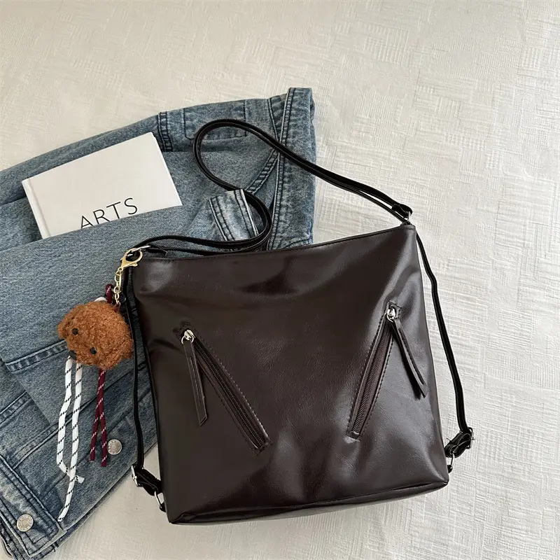 Black Leather Shoulder Bag for Women Autumn Winter - Image 5