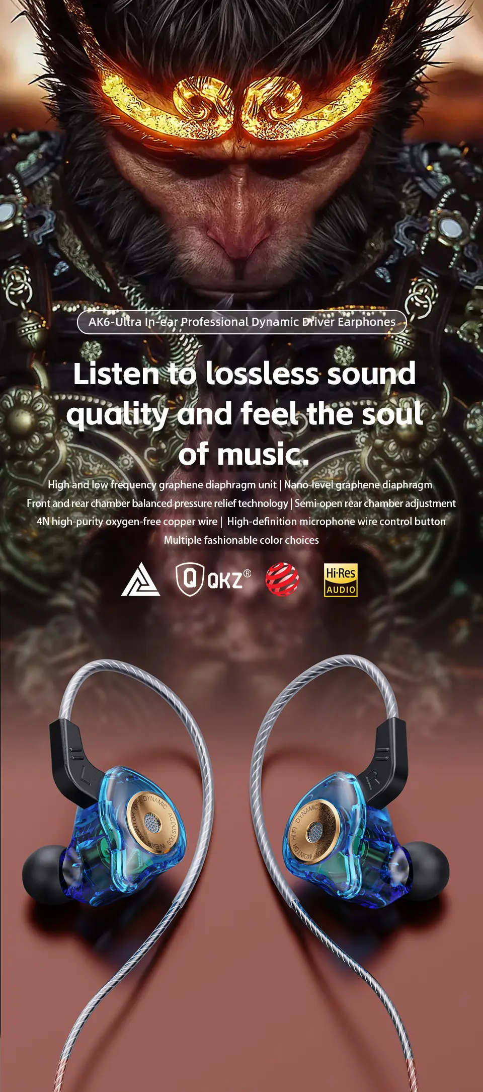 QKZ Audio Wireless In-Ear Headphones with RGB Light — feature 1
