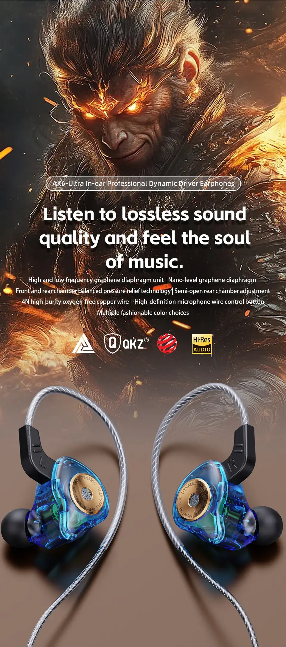 QKZ Audio Wireless In-Ear Headphones with RGB Light — feature 2