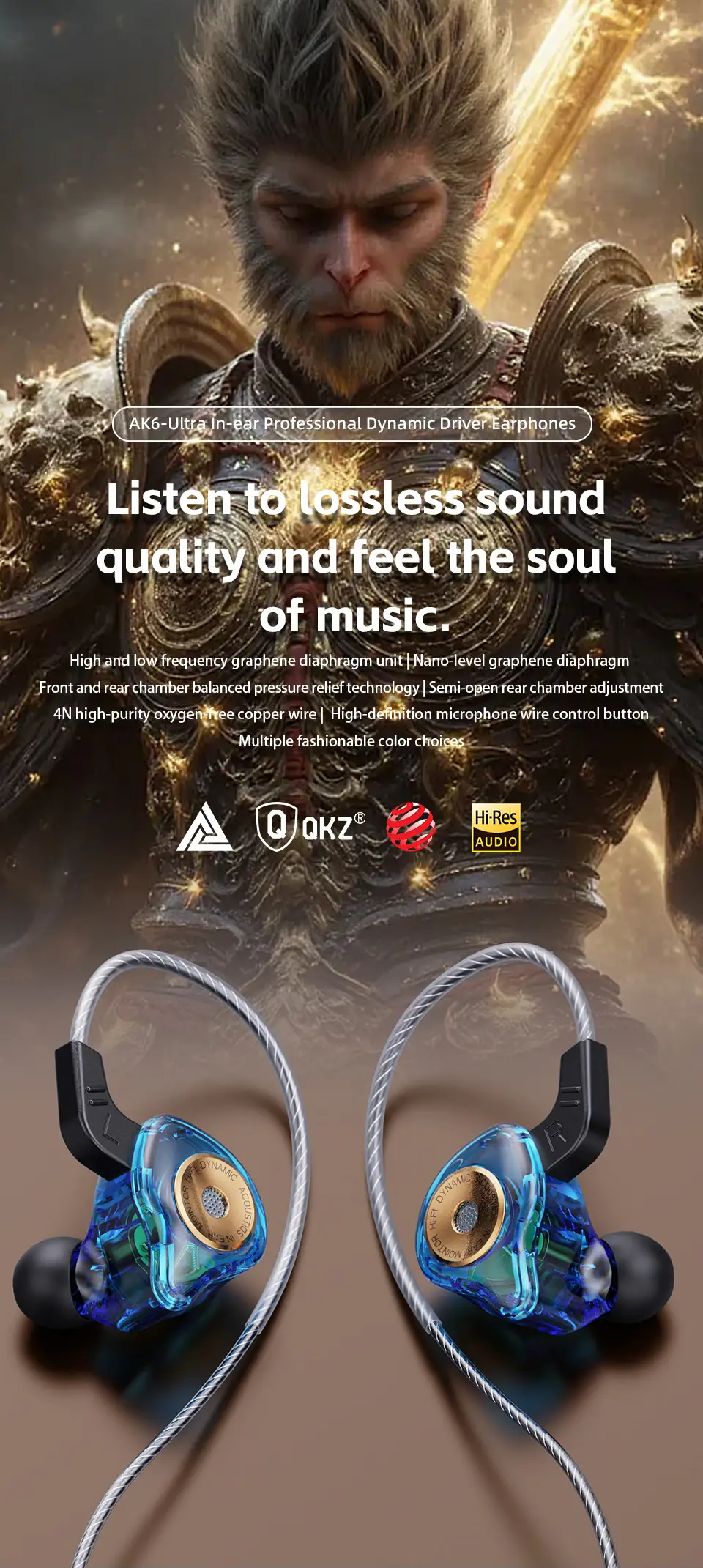 QKZ Audio Wireless In-Ear Headphones with RGB Light — feature 3