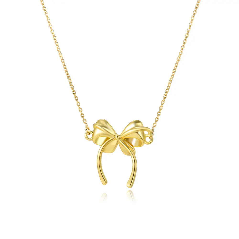 Women's 18k Bow Necklace Pendant with Crystal Accents - Image 9