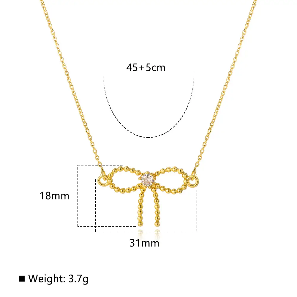 Women's 18k Bow Necklace Pendant with Crystal Accents — feature 10