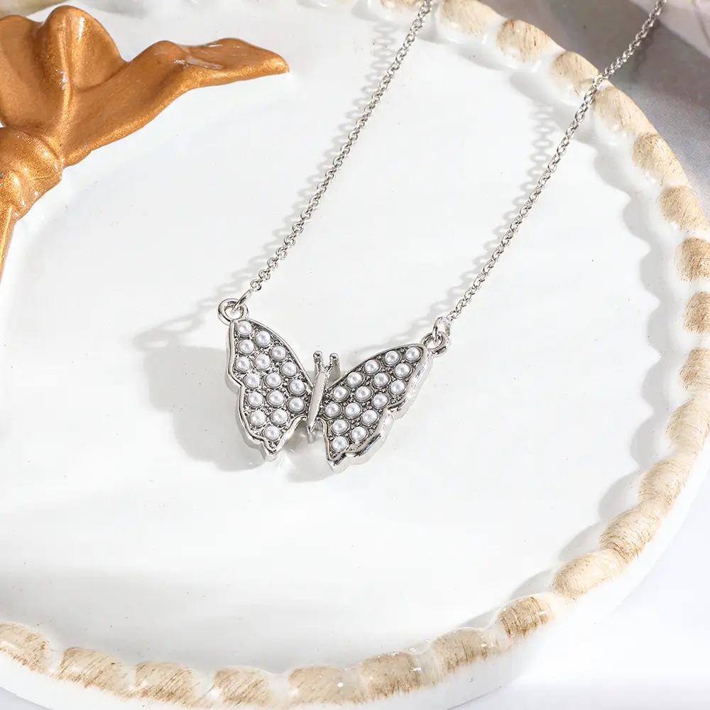 Women's 18k Bow Necklace Pendant with Crystal Accents — feature 18