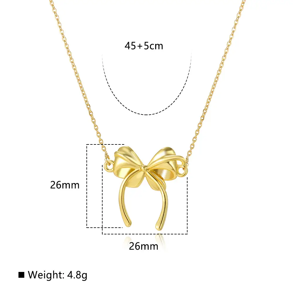 Women's 18k Bow Necklace Pendant with Crystal Accents — feature 2