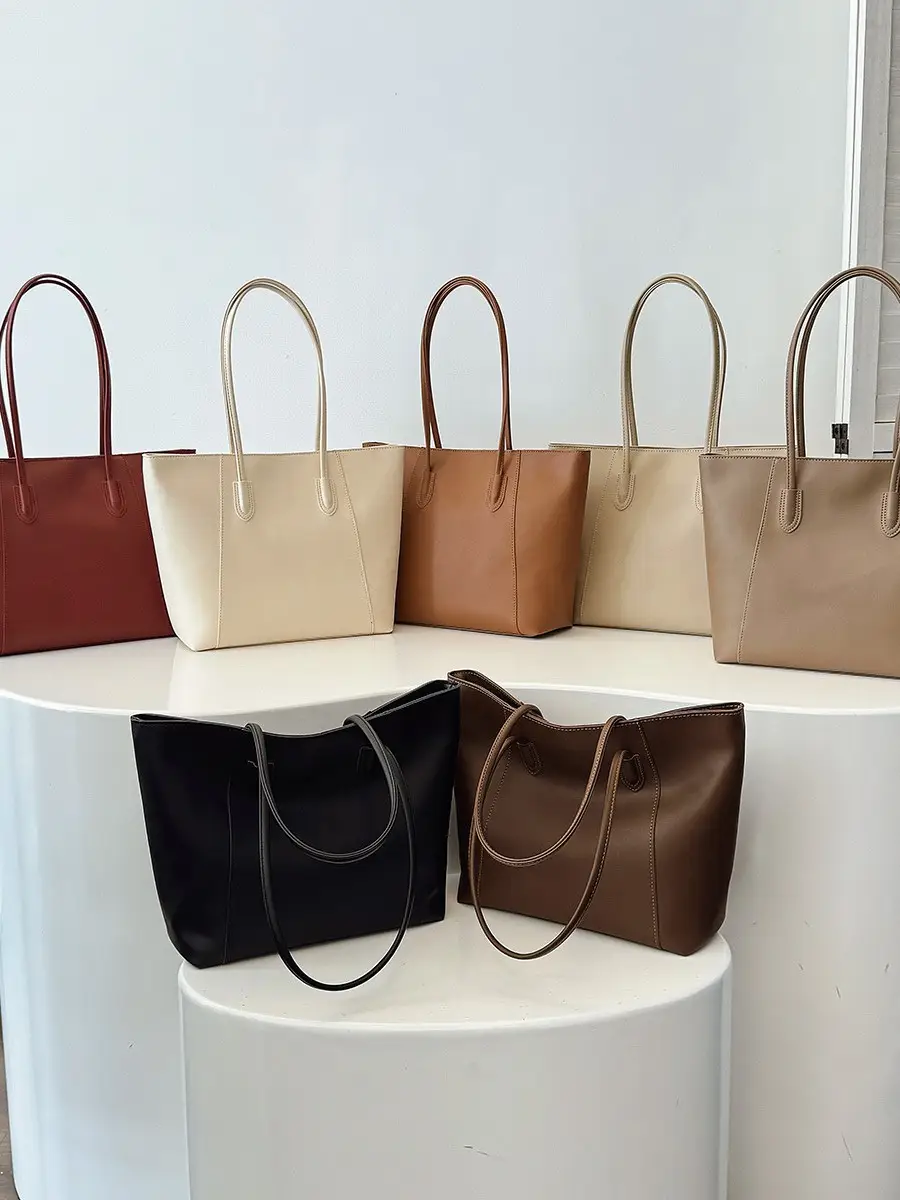 Large Capacity Leather Tote Bag for Women Brown - Image 6