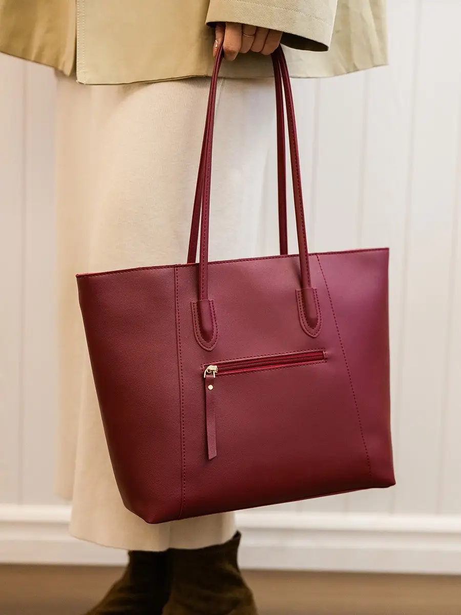 Large Capacity Leather Tote Bag for Women Brown - Image 7