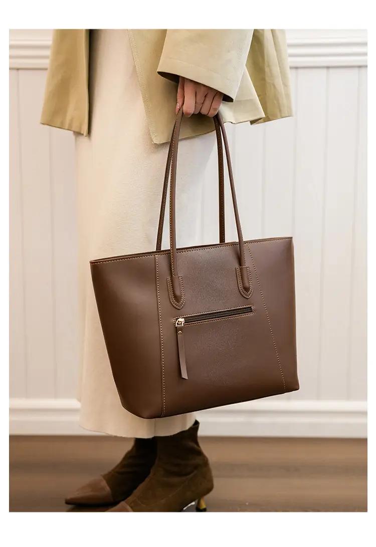 Large Capacity Leather Tote Bag for Women Brown — feature 20