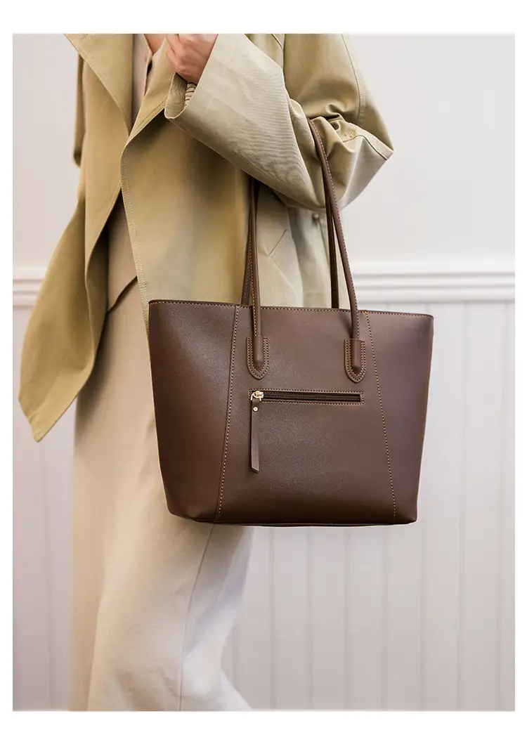 Large Capacity Leather Tote Bag for Women Brown — feature 21
