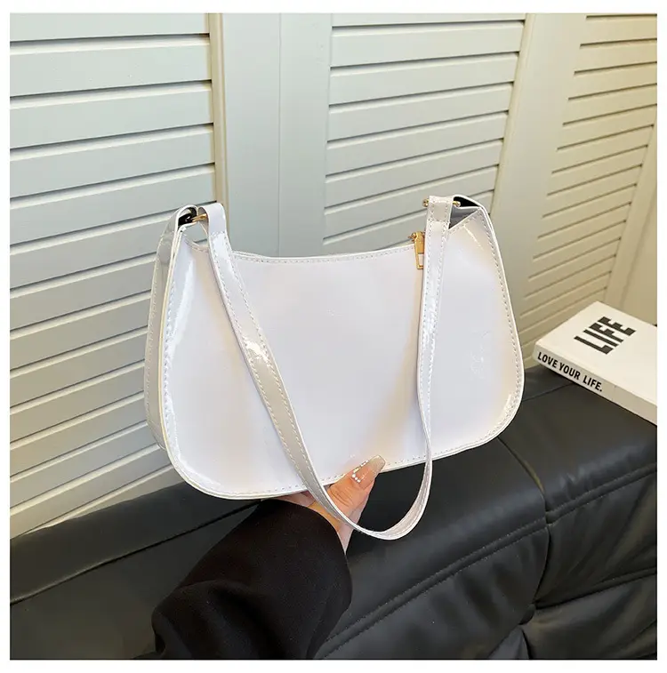 Purple Patent Leather Shoulder Bag for Women - Image 2