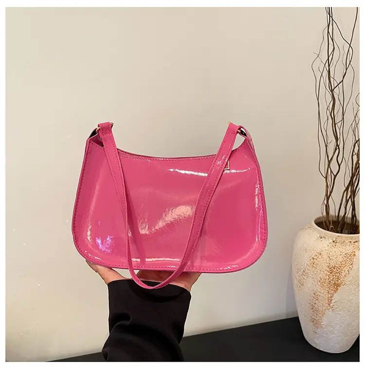 Purple Patent Leather Shoulder Bag for Women - Image 3