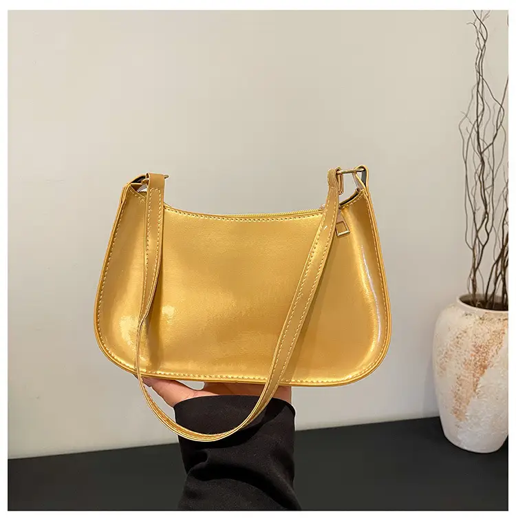 Purple Patent Leather Shoulder Bag for Women - Image 5