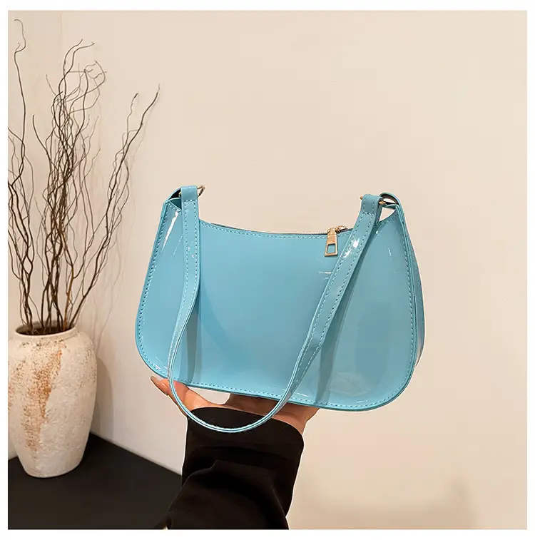 Purple Patent Leather Shoulder Bag for Women - Image 8