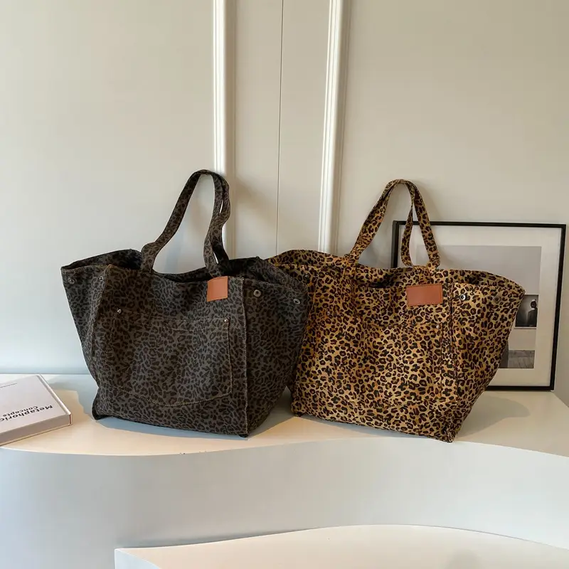Leopard Print Large Tote Bag Canvas 2026 - Image 5