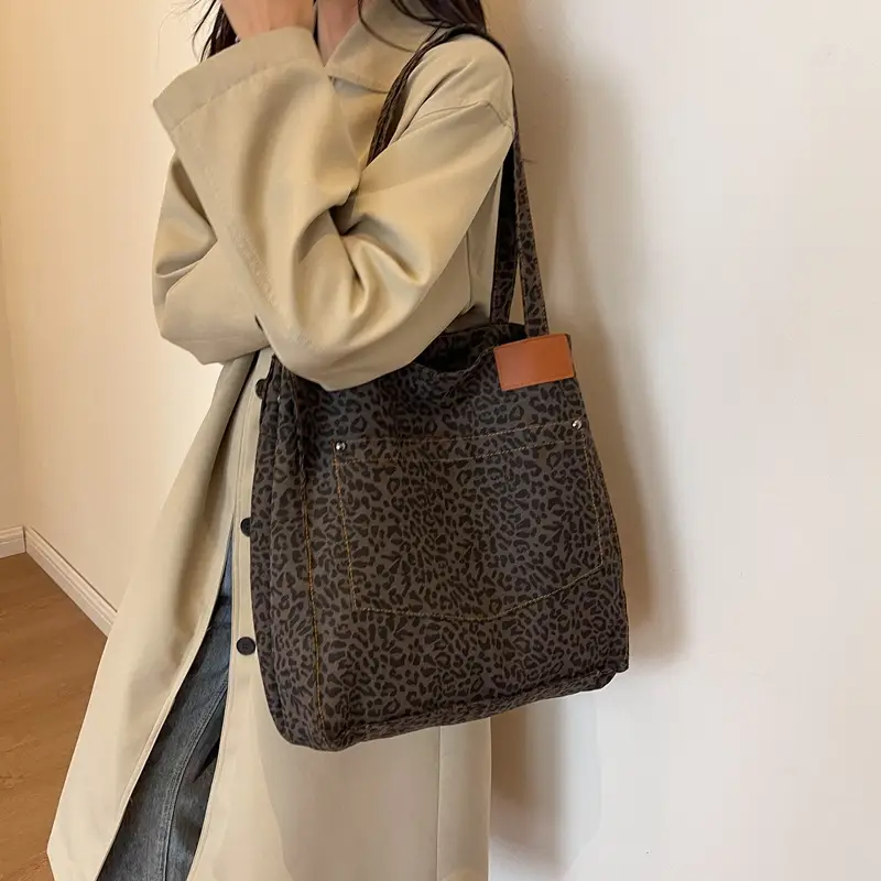 Leopard Print Large Tote Bag Canvas 2026 — feature 14