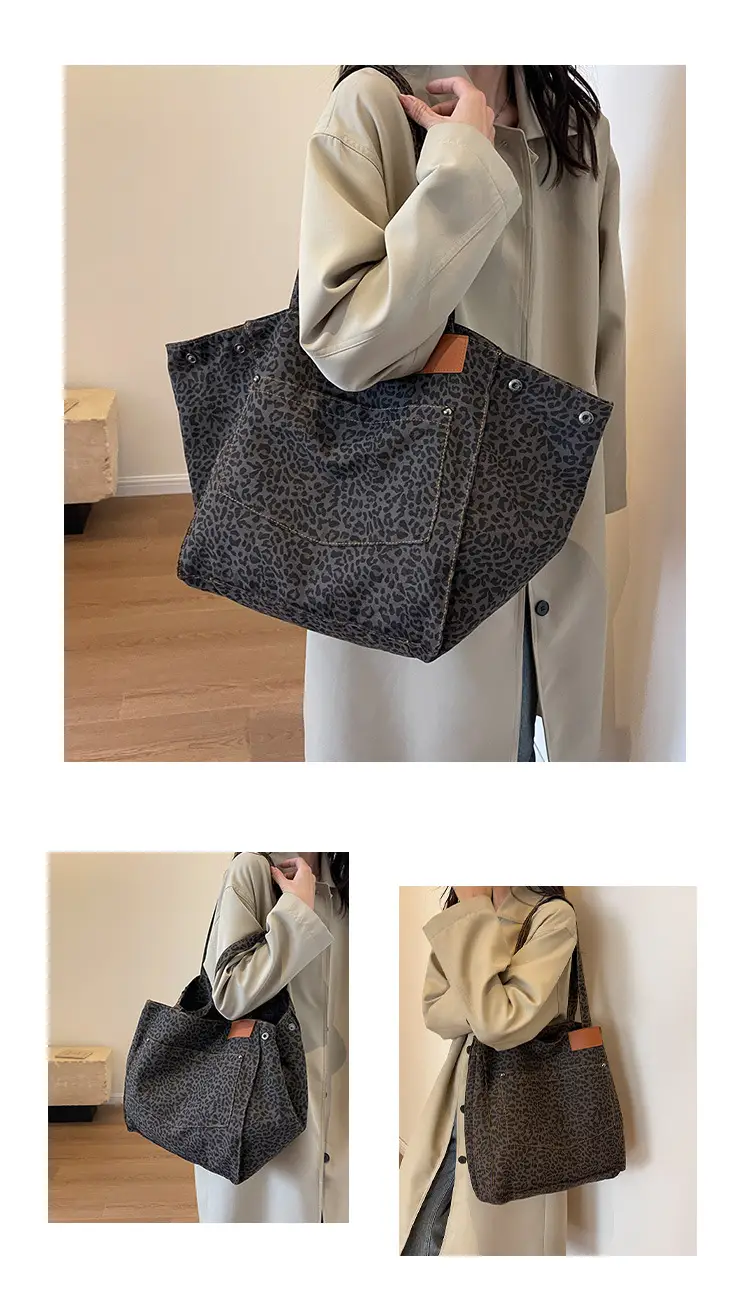 Leopard Print Large Tote Bag Canvas 2026 — feature 9