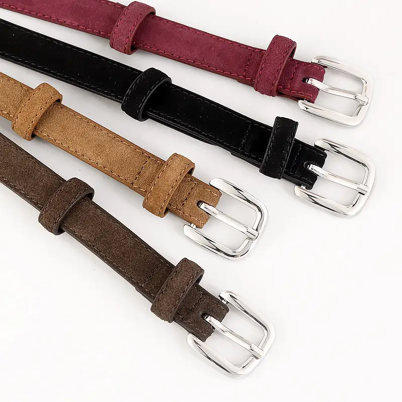 Women's Brown Suede Pin Buckle Belt - Image 6