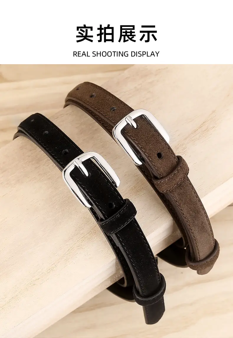 Women's Brown Suede Pin Buckle Belt — feature 14