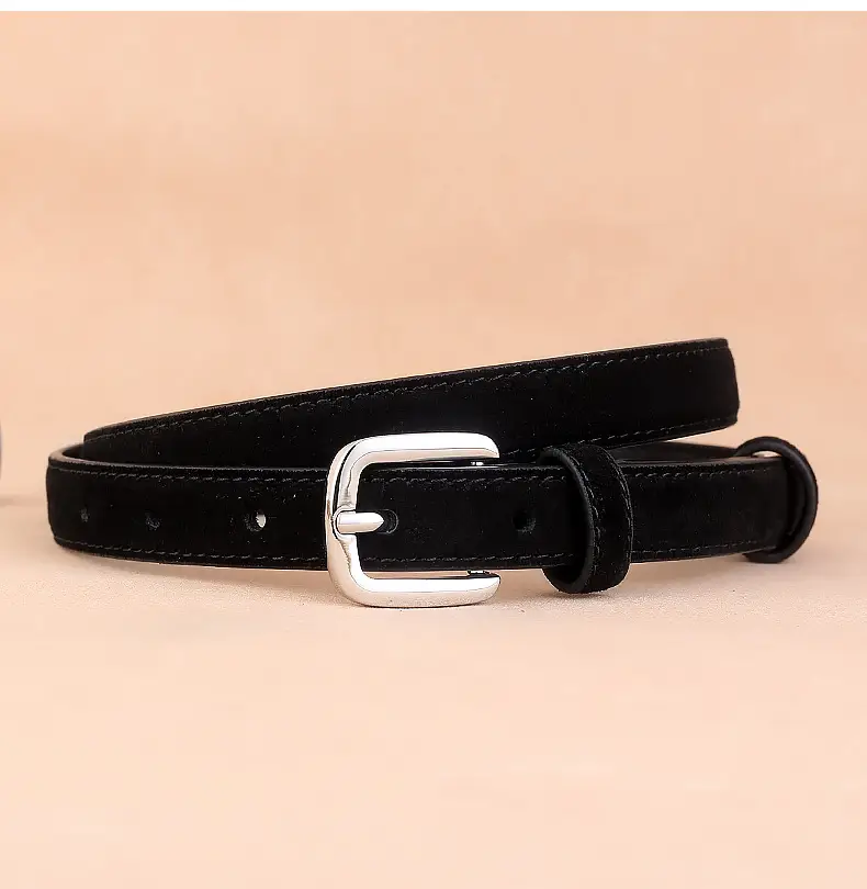 Women's Brown Suede Pin Buckle Belt — feature 16