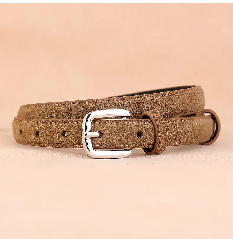 Women's Brown Suede Pin Buckle Belt — feature 17