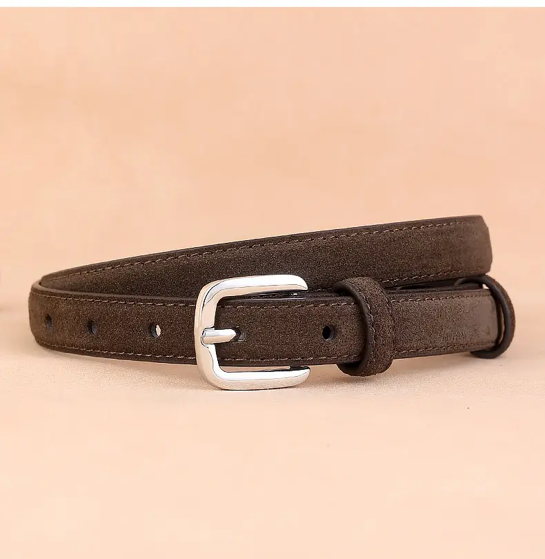 Women's Brown Suede Pin Buckle Belt — feature 18