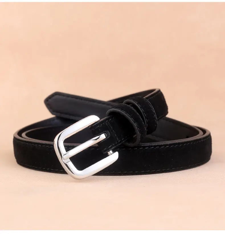 Women's Brown Suede Pin Buckle Belt — feature 20