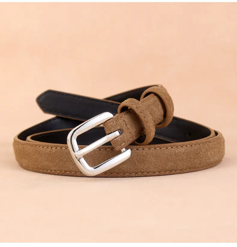 Women's Brown Suede Pin Buckle Belt — feature 21