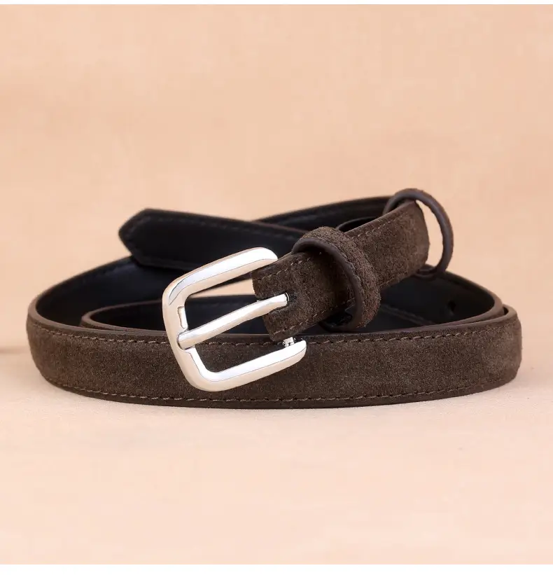Women's Brown Suede Pin Buckle Belt — feature 22