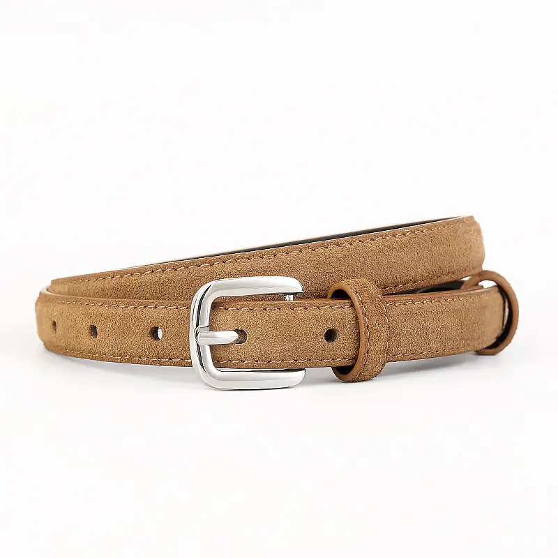 Women's Brown Suede Pin Buckle Belt - Image 2