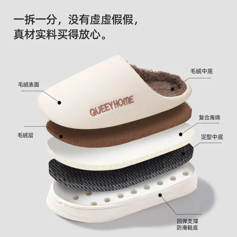 Home Cotton Slippers for Women Winter 2025 New Indoor Home Couple Thick-Soled Warm Fleece-Lined Anti-Slip Cotton Slippers for Men Winter - Image 7