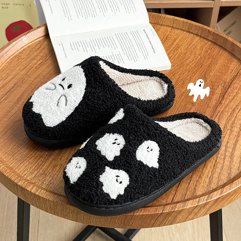 Cartoon Ghost Cotton Winter Slippers Women Men - Image 5