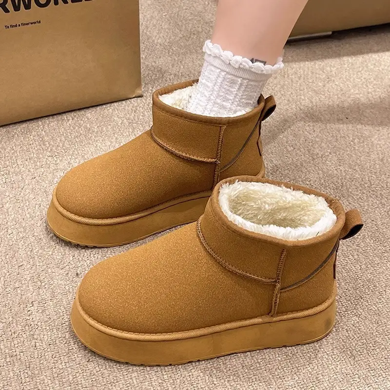 Women's Fleece Lined Snow Boots Tan Non-Slip Winter - Image 6