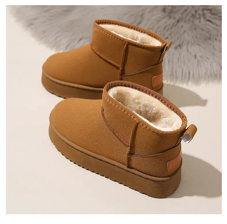 Women's Fleece Lined Snow Boots Tan Non-Slip Winter — feature 23
