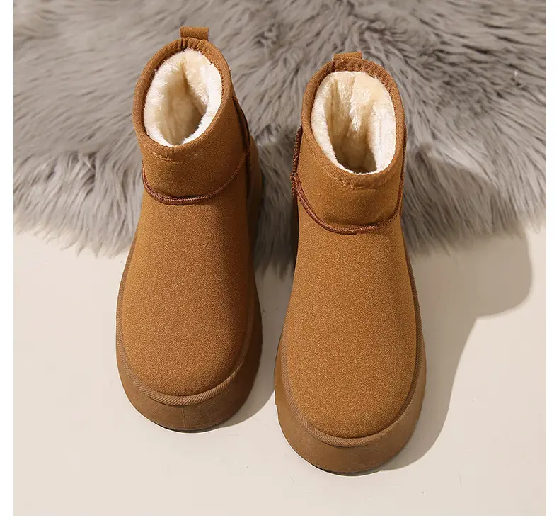 Women's Fleece Lined Snow Boots Tan Non-Slip Winter — feature 24