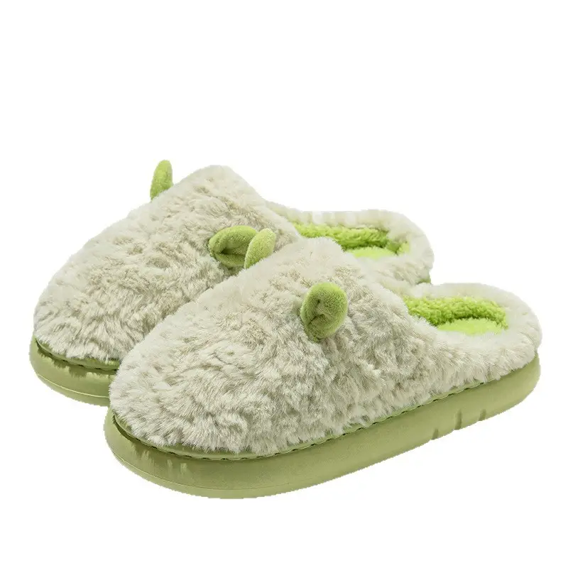 Stepping on excrement feeling household slippers women's home winter outdoor indoor couples cotton slippers warm thick-soled home moon shoes - Image 11