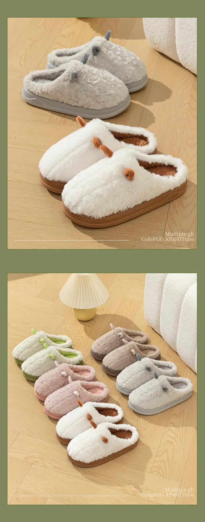 Stepping on excrement feeling household slippers women's home winter outdoor indoor couples cotton slippers warm thick-soled home moon shoes — feature 8