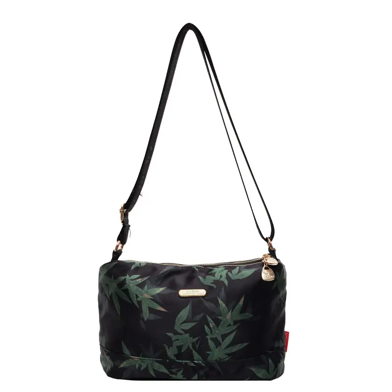 Winter Silk Leaf Print Shoulder Bag for Women
