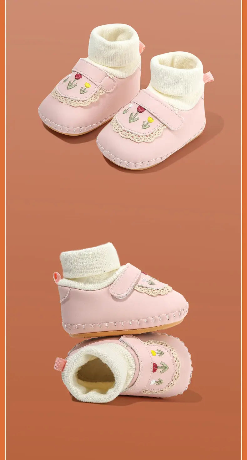 Baby shoes autumn and winter new 0-6-December winter socks front shoes soft bottom warm fleece-lined baby girl cotton shoes — feature 25