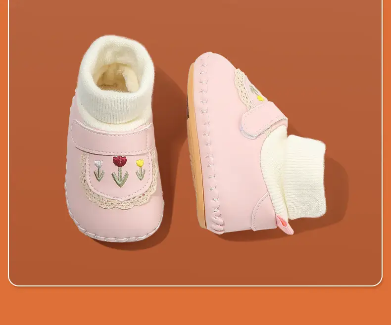 Baby shoes autumn and winter new 0-6-December winter socks front shoes soft bottom warm fleece-lined baby girl cotton shoes — feature 26