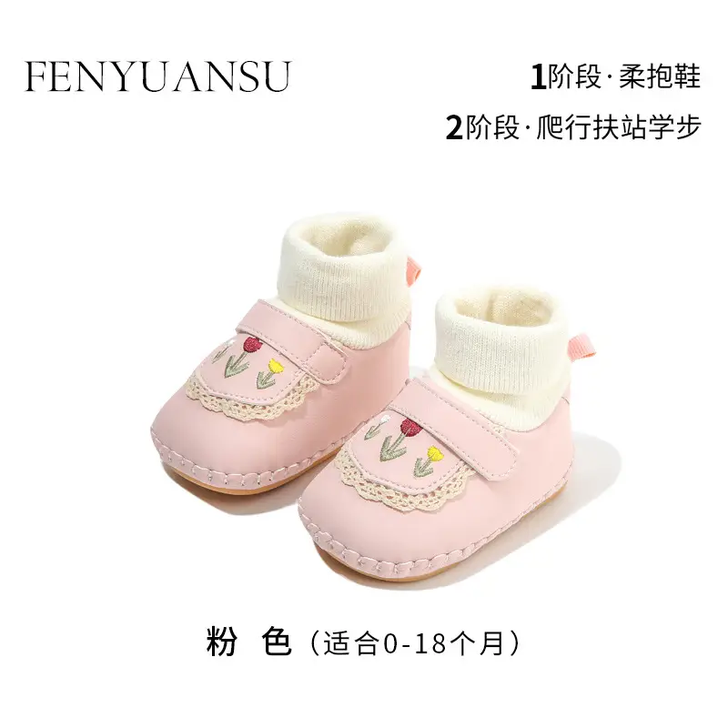Baby shoes autumn and winter new 0-6-December winter socks front shoes soft bottom warm fleece-lined baby girl cotton shoes - Image 2