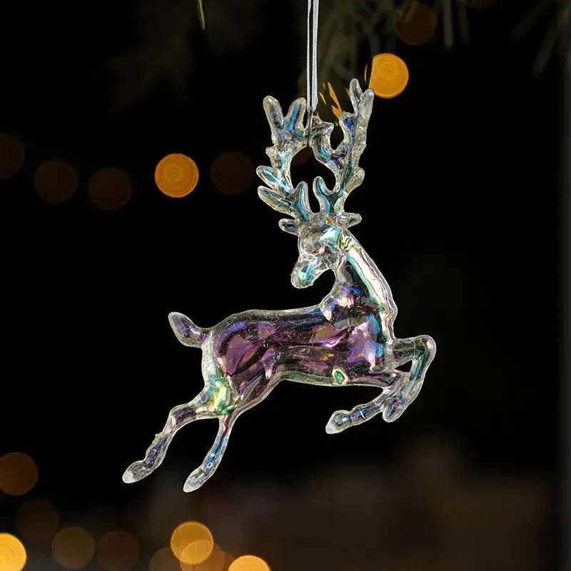 Transparent Christmas Deer Pendant with Holographic Sparkle - Image 11