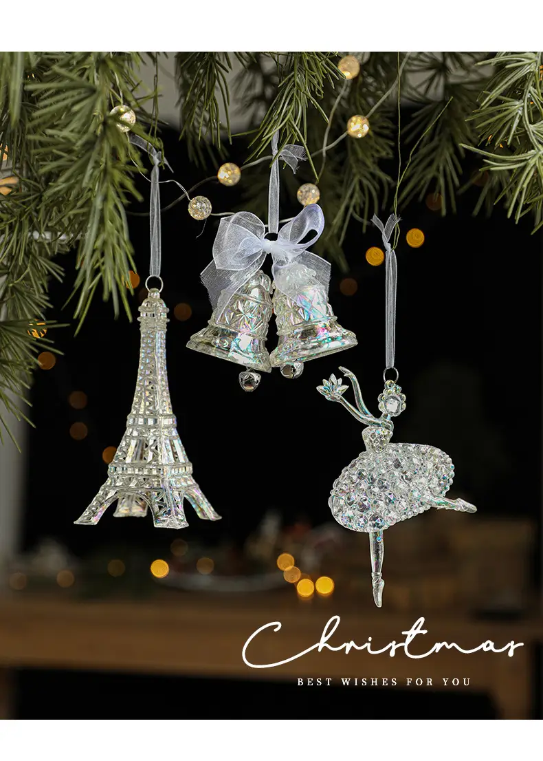 Transparent Christmas Deer Pendant with Holographic Sparkle — feature 1