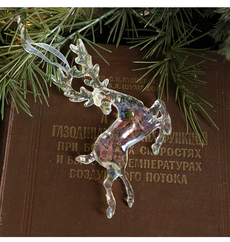 Transparent Christmas Deer Pendant with Holographic Sparkle — feature 12