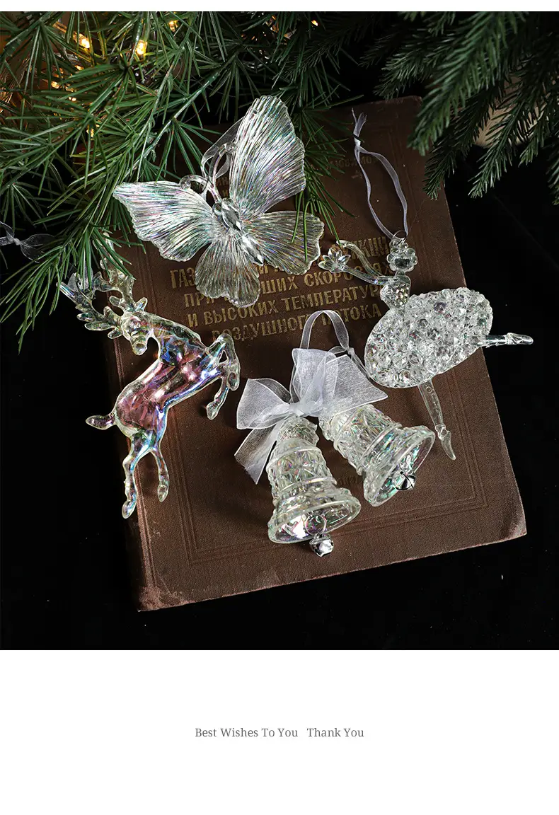Transparent Christmas Deer Pendant with Holographic Sparkle — feature 13