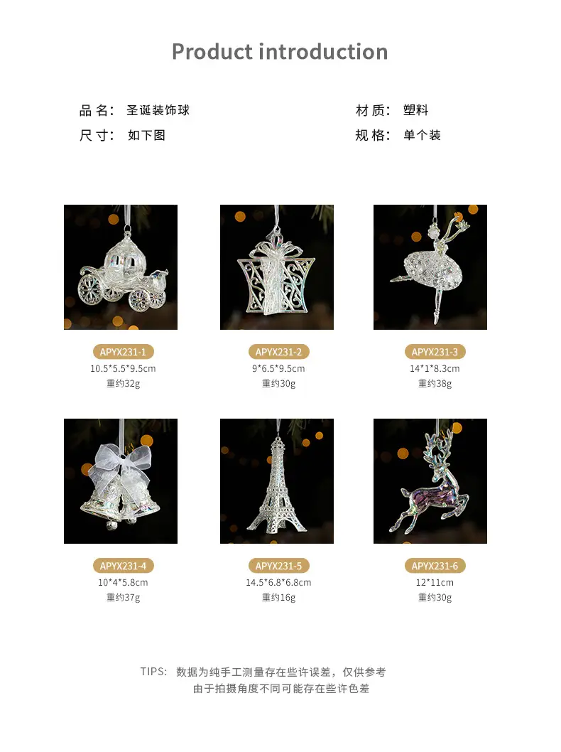 Transparent Christmas Deer Pendant with Holographic Sparkle — feature 2